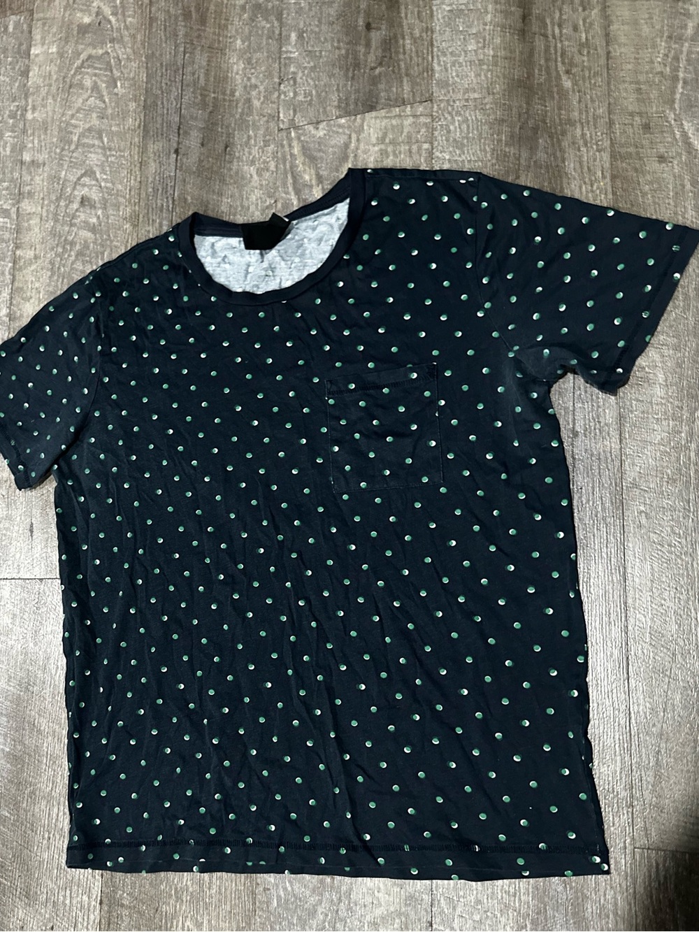 H&M Black Tee with Green Dot Print
